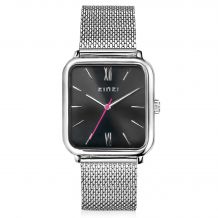 ZINZI Square Roman Watch 32mm Dark Grey Dial Silver Colored Square Case and Mesh Strap ZIW824M