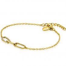 "ZINZI Gold Plated Sterling Silver Chain Bracelet with 3 Larger Paperclip Chains