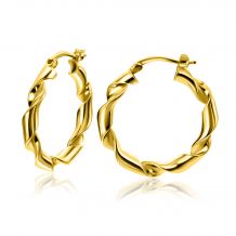 28mm ZINZI Gold Plated Sterling Silver Hoop Earrings with Trendy Twisted Tube 28x3mm ZIO2406G