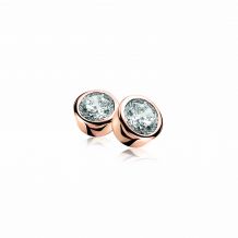 6mm ZINZI Rose Gold Plated Sterling Silver Stud Earrings Round White ZIO322D