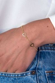 ZINZI Gold Plated Sterling Silver Bracelet Heart 17-20cm ZIA1188G