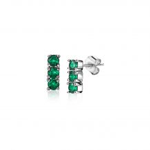 ZINZI Sterling Silver Ear Studs 8mm Green