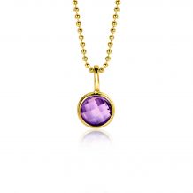 FEBRUARY Pendant 8mm Gold Plated Birthstone Purple Amethyst Zirconia (excl. necklace)