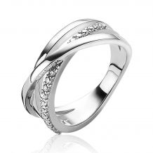 ZINZI Sterling Silver Luxury Cross-over Ring with White Zirconia ZIR1774