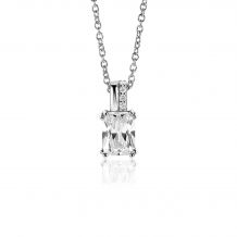 14mm ZINZI Sterling Silver Pendant Rectangular White Zirconia and Luxurious Bail ZIH2392 (excl. necklace)