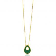 ZINZI Gold Plated Sterling Silver Chain Necklace with Drop Pendant in Green 39-43cm ZIC-BF64