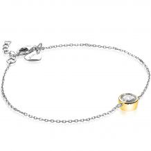 ZINZI Sterling Silver Bracelet Gold Plated Round Setting White Zirconia 17-19cm ZIA1775G