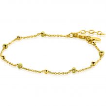 ZINZI Gold Plated Sterling Silver Fantasy Bracelet with 5 Yellow Green Donuts and Shiny Beads 17-19,5cm ZIA2508