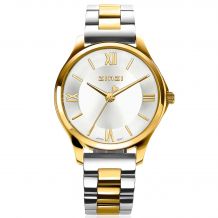 ZINZI Classy Mini Watch 30mm Silver Colored Dial Gold Colored Stainless Steel Cast and Bicolor Strap ZIW1233