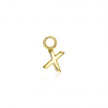 ZINZI Sterling Silver 14K Yellow Gold Plated Letter Ear Pendant X (per piece)