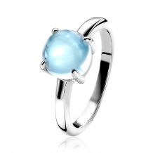 ZINZI Sterling Silver Ring Round Light Blue Color Stone ZIR2089B