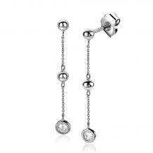 ZINZI Sterling Silver EarRings 40mm Beads Round White