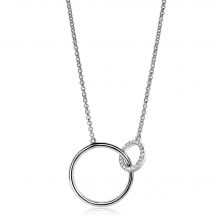ZINZI Sterling Silver Necklace with 2 Connected Circles and White Zirconias 45cm ZIC1743