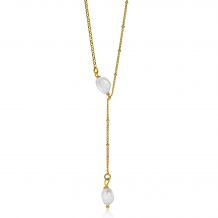 ZINZI Sterling Silver Y-Necklace 14K Yellow Gold Plated 45cm Whiteh Pearls