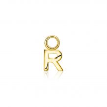 ZINZI Sterling Silver 14K Yellow Gold Plated Letter Ear Pendant R (per piece)