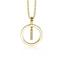 ZINZI zilveren hanger geel verguld open rond staafje wit 18mm ZIH1852G