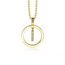 18mm ZINZI Gold Plated Sterling Silver Pendant Open Circle Bar White ZIH1852G