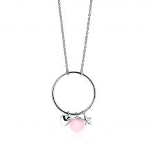 ZINZI Sterling Silver Necklace Round Pendant with Playful Charms Pink 45cm ZIC1878