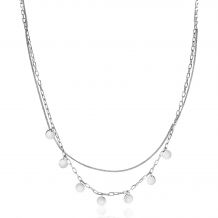 ZINZI Sterling Silver Multi-look Necklace Curb and Paperclip Chain and Shiny Coin Charms 40-45cm ZIC-BF77
