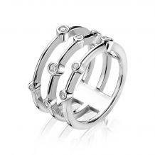 ZINZI zilveren multi-look ring rond wit ZIR1441