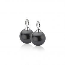 ZINZI zilveren oorbedels parel zwart 12mm ZICH305Z. (zonder oorringen).