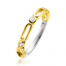 ZINZI Gold Plated Sterling Silver Stackable Ring Open Ovals and Round White Zirconias width 3mm ZIR2269Y