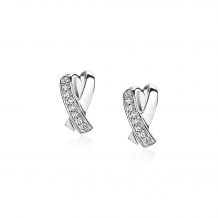 ZINZI Sterling Silver Stud Earrings Crossover White ZIO1625