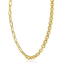 ZINZI Gold Plated Sterling Silver Necklace 45cm with 2 Sturdy Chains Combined: Rolo and Oval Chains (8,5mm width) ZIC2477G