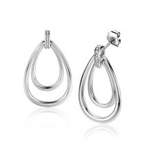 28mm ZINZI Sterling Silver Oval Earrings White Zirconia ZIO2489