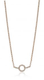 ZINZI zilveren ketting rosé verguld strak rond design wit 42-45cm ZIC1063R