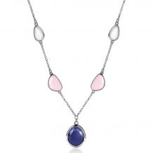 ZINZI Sterling Silver Necklace with White, Pink and Blue Color Stones in Trendy Shapes 45cm ZIC1998