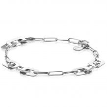 ZINZI Sterling Silver Trendy Chain Bracelet with Rectangular Chains in Multiple Widths 17-20cm ZIA-BF72