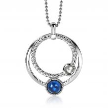 ZINZI zilveren hanger ronde cirkels blauw 32mm ZIH1963 (zonder collier)