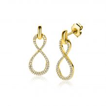 24mm ZINZI Gold Plated Sterling Silver Earrings Infinity White Zirconias ZIO2570Y