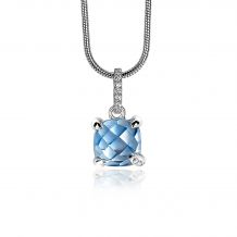 ZINZI zilveren hanger vierkant blauw ZIH1470B
