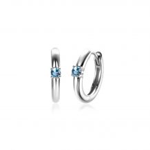 DECEMBER Hoop Earrings 13mm Sterling Silver with Birthstone Blue Topaz Zirconia