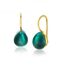 22mm ZINZI Gold Plated Sterling Silver Drop Earrings Green ZIO1934GG