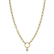 ZINZI Sterling Silver Paperclip Chain Necklace 14K Yellow Gold Plated