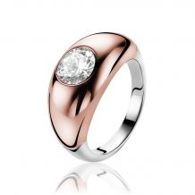 ZINZI Rose Gold Plated Sterling Silver Ring White ZIR1148D