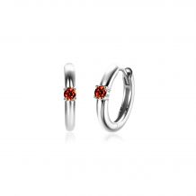 JANUARY Hoop Earrings 13mm Sterling Silver with Birthstone Red Garnet Zirconia