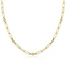 ZINZI Sterling Silver Necklace 14K Yellow Gold Plated Paperclip Chain