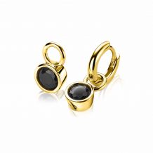 ZINZI Gold Plated Sterling Silver Earrings Pendants 7mm Round Black ZICH1486YZ (excl. hoop earrings)