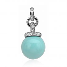 Zinzi zilveren parel hanger turquoise ZIH459T
