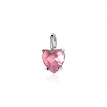 ZINZI zilveren hanger hartje roze ZIH2071R (zonder collier)