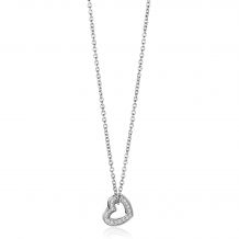 Zinzi zilveren ketting met los open hartje 10mm, bezet met witte zirconia's 42-45cm ZIC2435