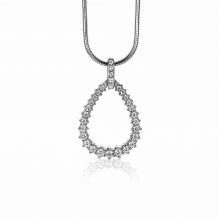 23mm ZINZI Sterling Silver Pendant Open Drop Shape White Zirconias ZIH2123 (excl. necklace)