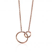 ZINZI Rose Gold Plated Sterling Silver Necklace with 2 Connected Open Circles 42-45cm ZIC1278R