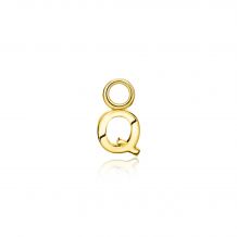 ZINZI Sterling Silver 14K Yellow Gold Plated Letter Ear Pendant Q (per piece)