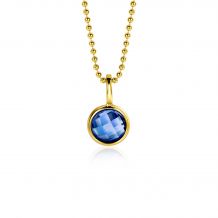 SEPTEMBER Pendant 8mm Gold Plated Birthstone Blue Sapphire Zirconia (excl. necklace)