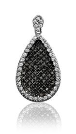 ZINZI Sterling Silver Oval Pendant Black ZIH963